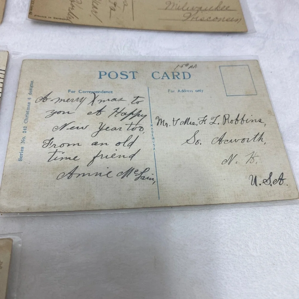 Lot of 8 Antique Early 1900's‎ Christmas Postcards In Protective Sleeves